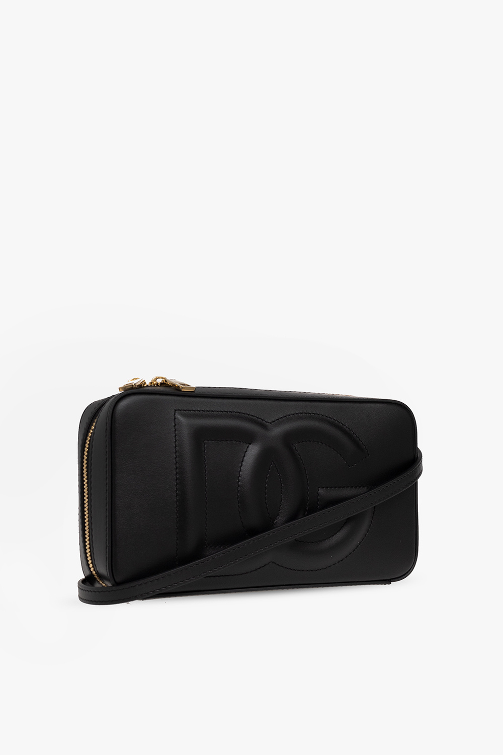 Black Leather shoulder bag with logo Dolce & Gabbana